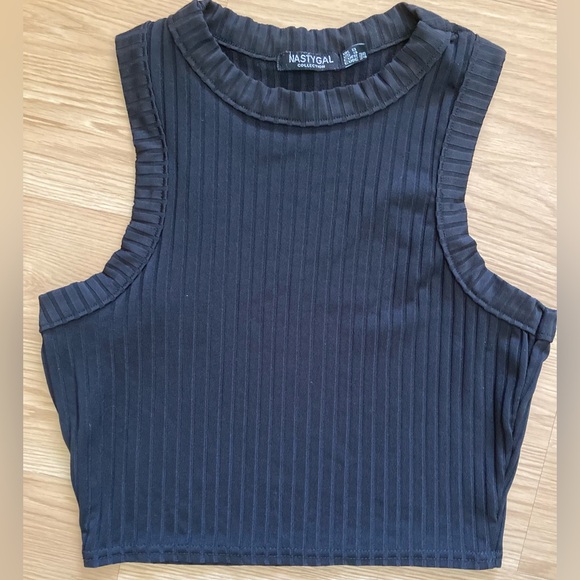 Nasty Gal Black Ribbed Crop Top 4 S Small - Picture 1 of 4